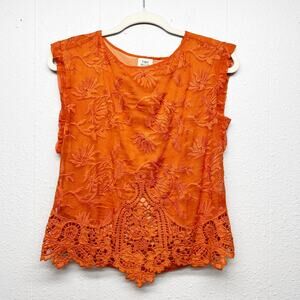 Tiny by Anthropologie Embroidered Lace Top Womens XSP Fairy Boho Chic Festival